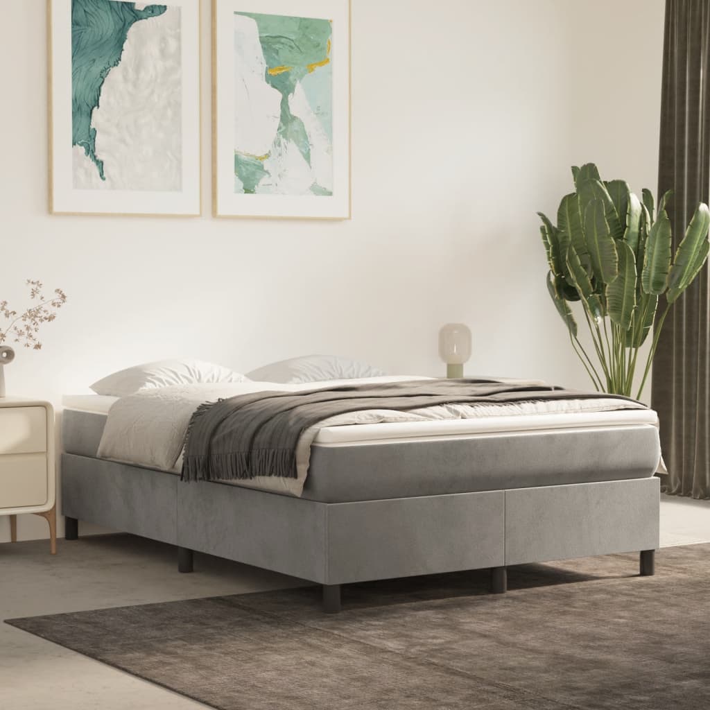 vidaXL Box Spring Bed Frame Light Grey 140x190 cm Velvet