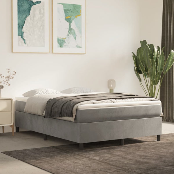 vidaXL Box Spring Bed Frame Light Grey 140x190 cm Velvet