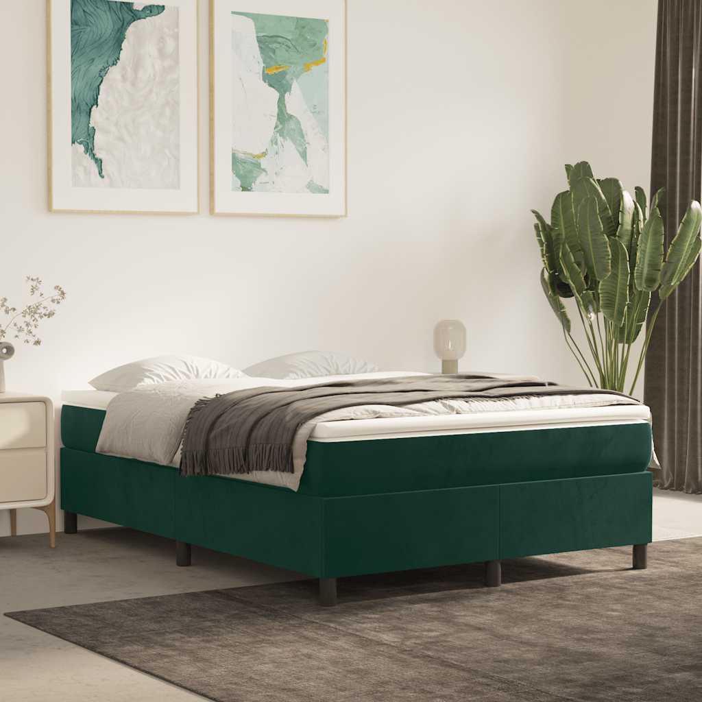 vidaXL Box Spring Bed Frame Dark Green 140x190 cm Velvet