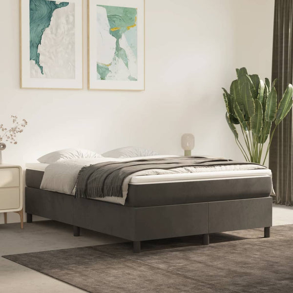 vidaXL Box Spring Bed Frame Dark Grey 140x200 cm Velvet