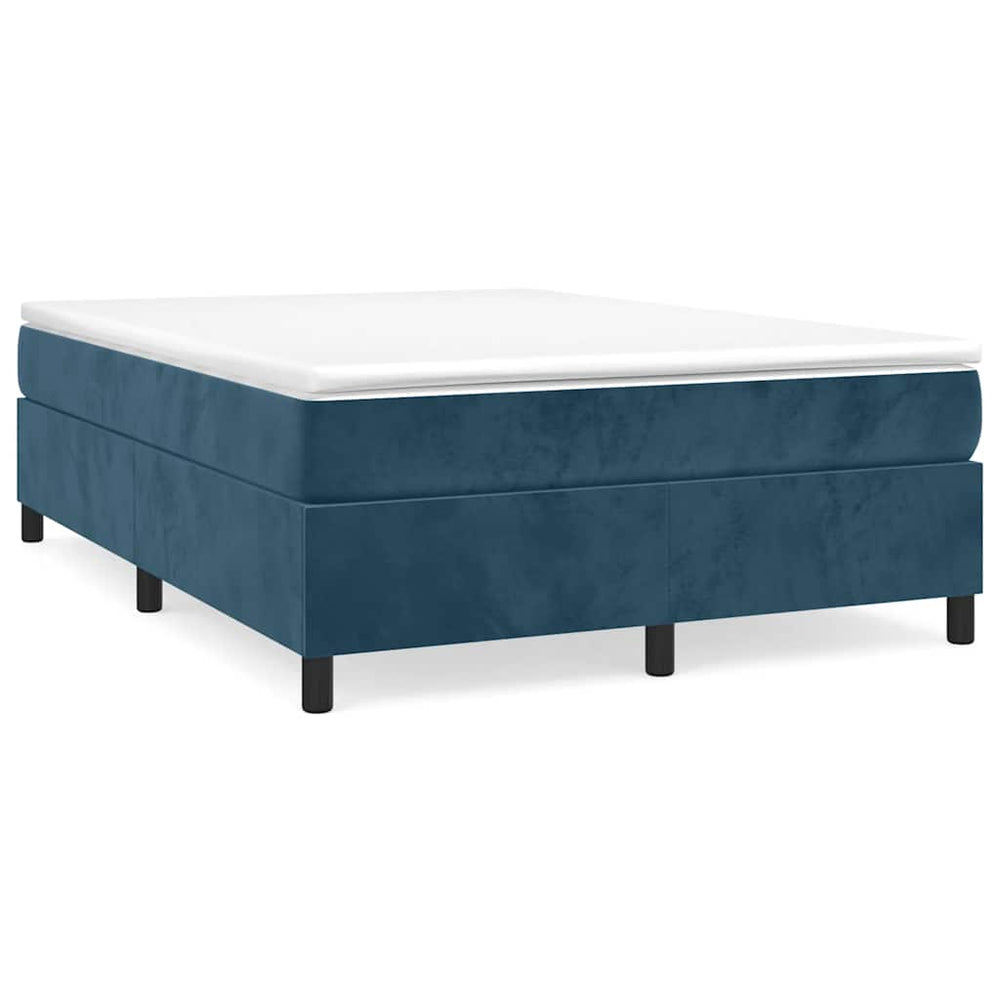 vidaXL Box Spring Bed Frame Dark Blue 140x200 cm Velvet