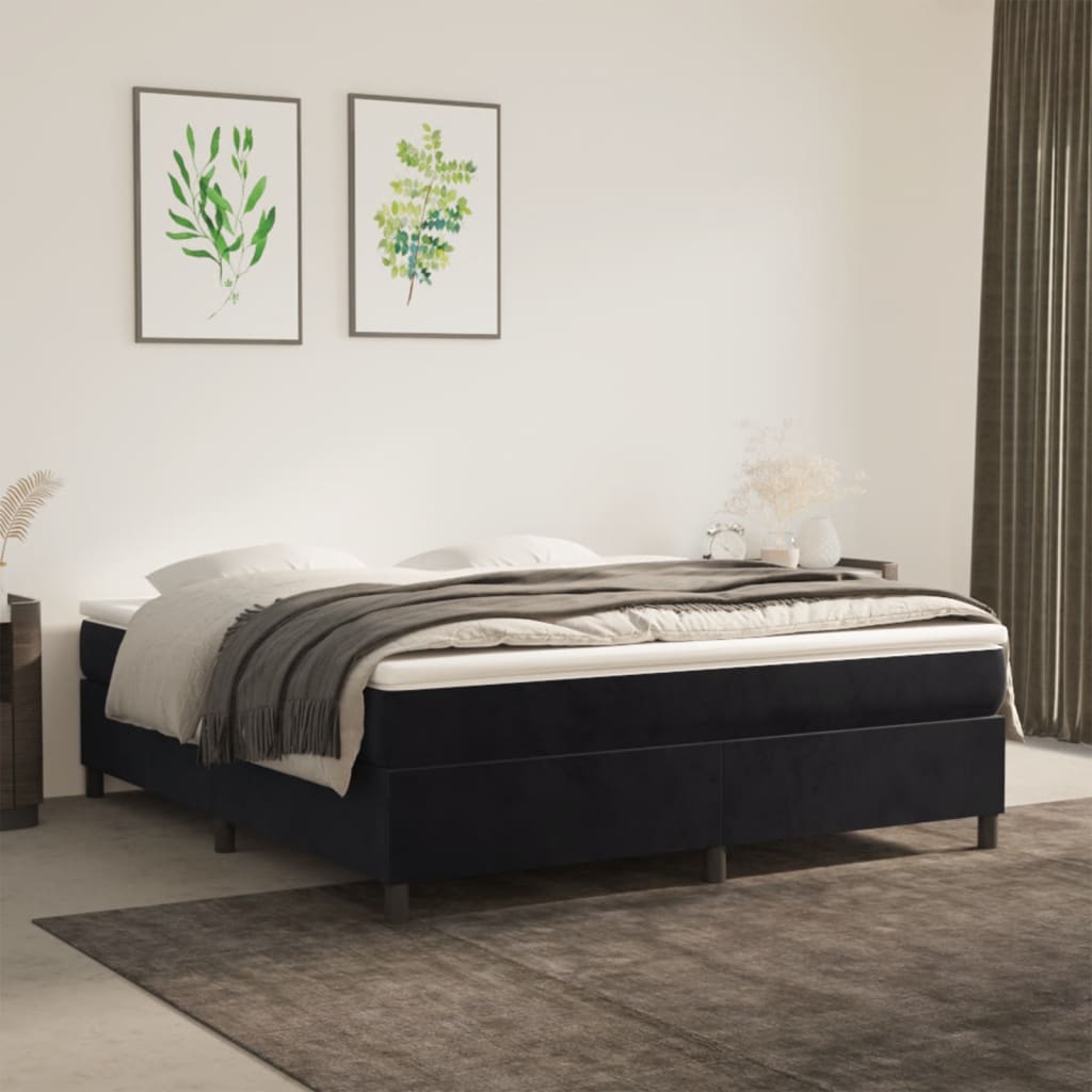 vidaXL Box Spring Bed Frame Black 160x200 cm Velvet