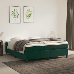 vidaXL Box Spring Bed Frame Dark Green 160x200 cm Velvet