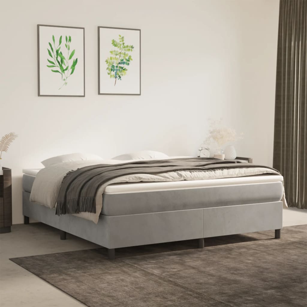 vidaXL Box Spring Bed Frame Light Grey 180x200 cm Velvet