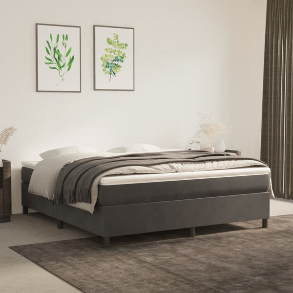 vidaXL Dark Grey Box Spring Bed Frame 180x200 cm Velvet