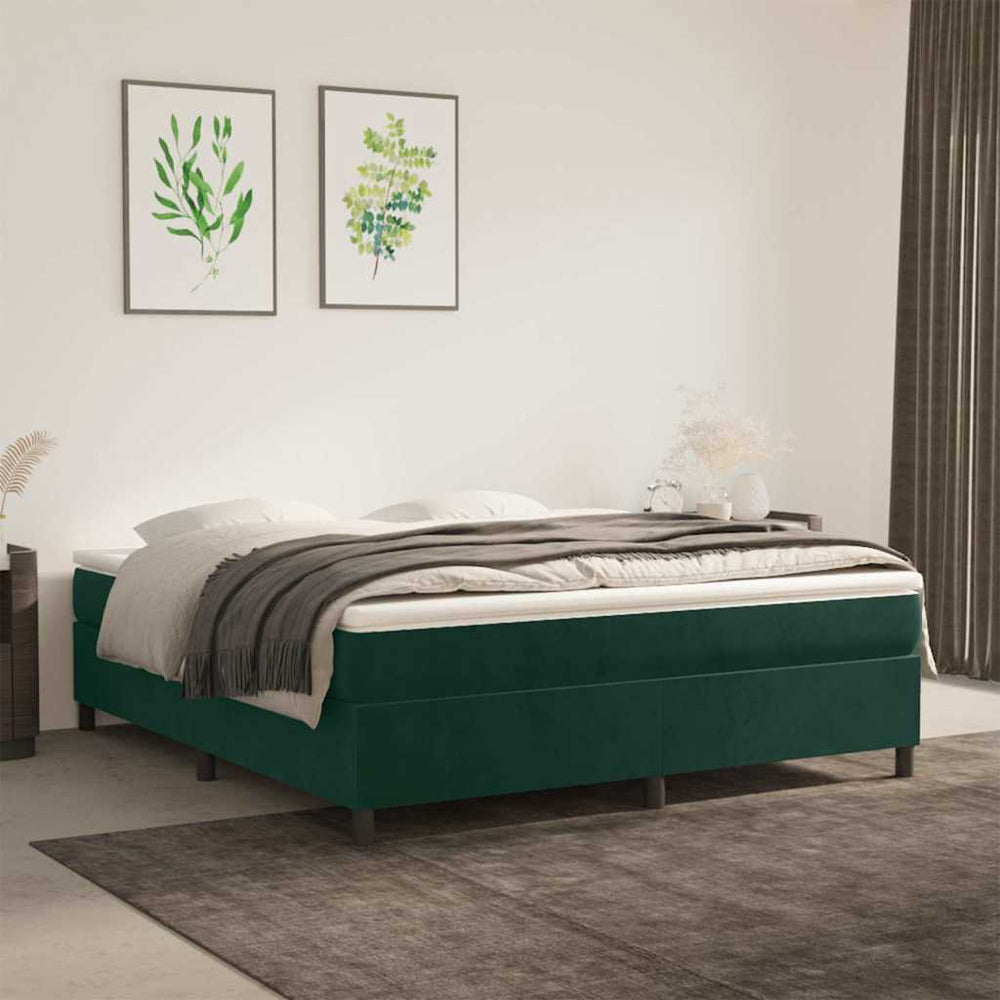 vidaXL Dark Green Box Spring Bed Frame 180x200 cm Velvet