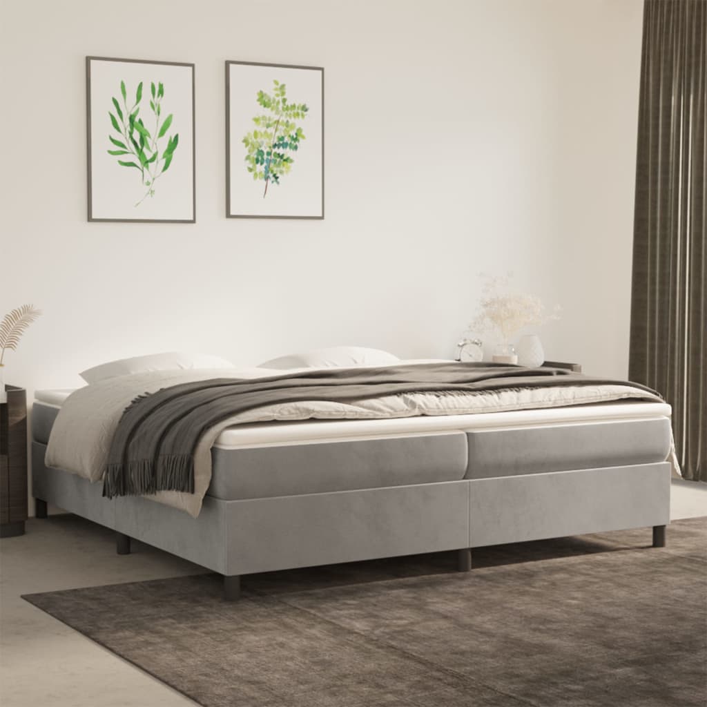 vidaXL Box Spring Bed Frame Light Grey 200x200 cm Velvet