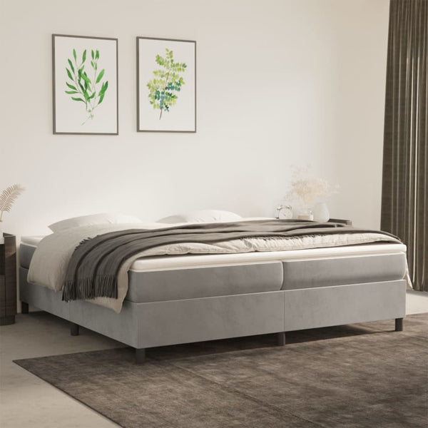 vidaXL Box Spring Bed Frame Light Grey 200x200 cm Velvet