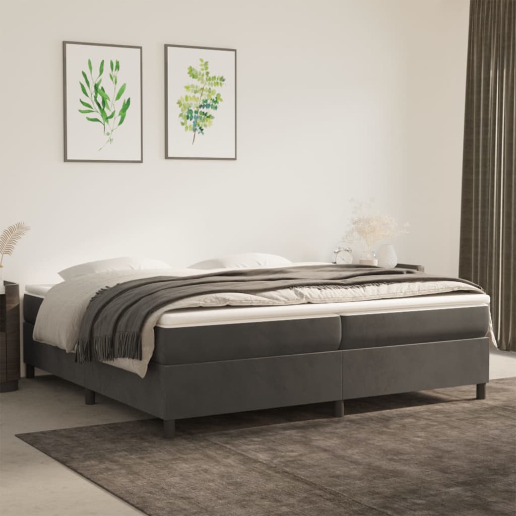 vidaXL Box Spring Bed Frame Dark Gray 200x200 cm Velvet