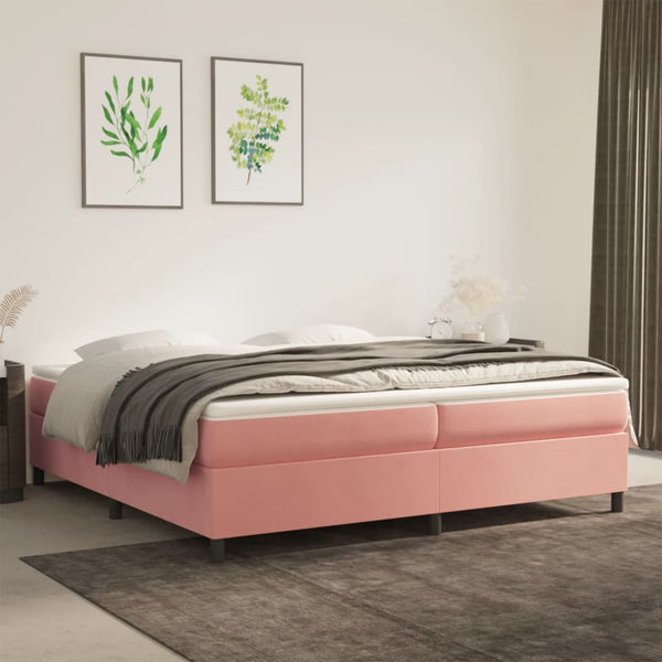 vidaXL Box Spring Bed Frame Pink 200x200 cm Velvet