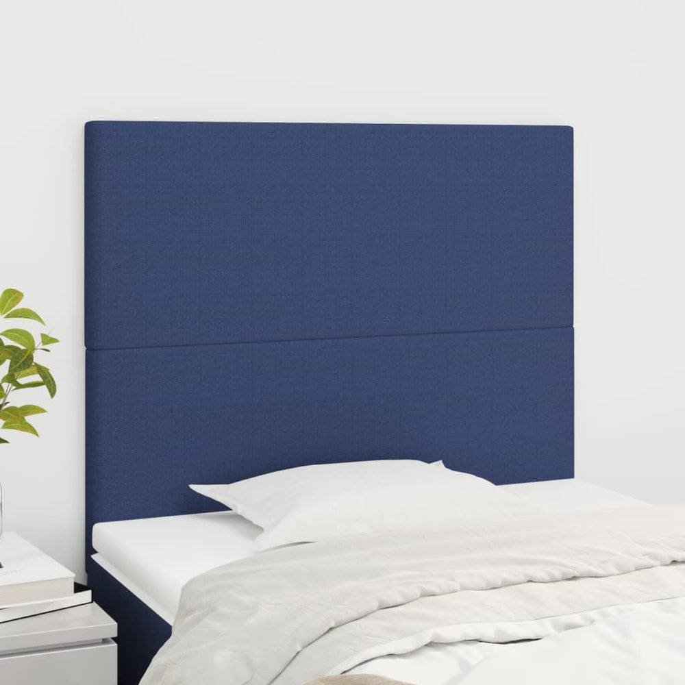 vidaXL Headboard Blue 100 x 5 x 118/128 cm Fabric