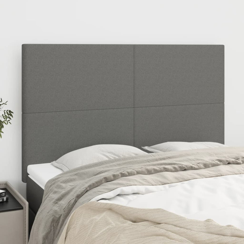 vidaXL Headboard Dark Grey 144 x 5 x 118/128 cm Fabric