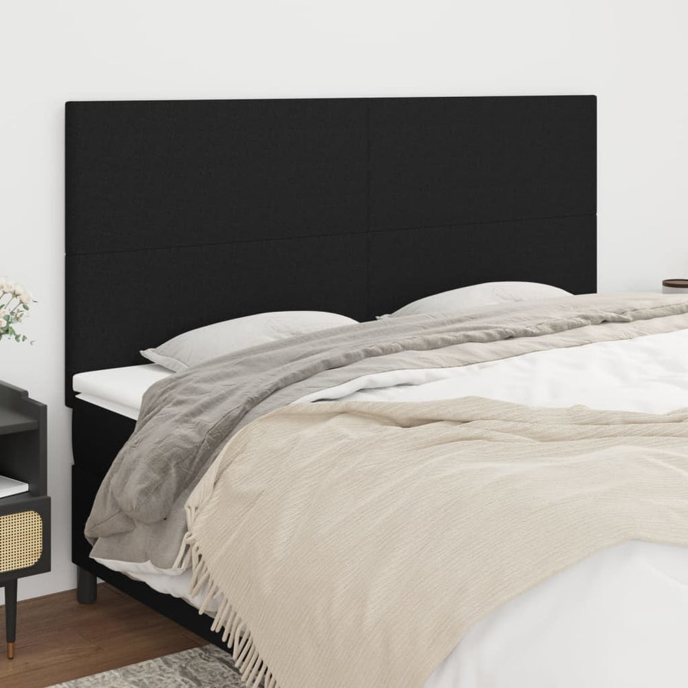 vidaXL Headboard Black 200 x 5 x 118/128 cm Fabric