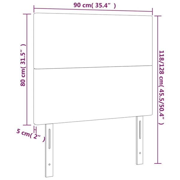 vidaXL Headboard Light Gray 90x5x118/128 cm Velvet