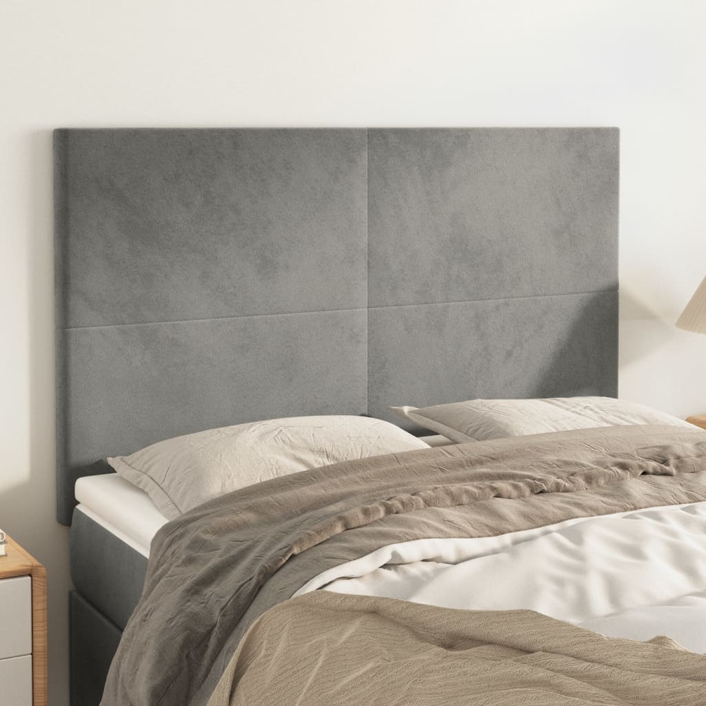 vidaXL Headboard Light Gray 144x5x118/128 cm Velvet