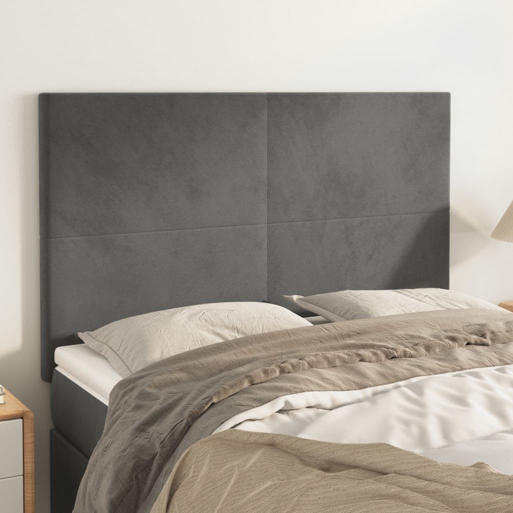 vidaXL Headboard Dark Grey 144 x 5 x 118/128 cm Velvet