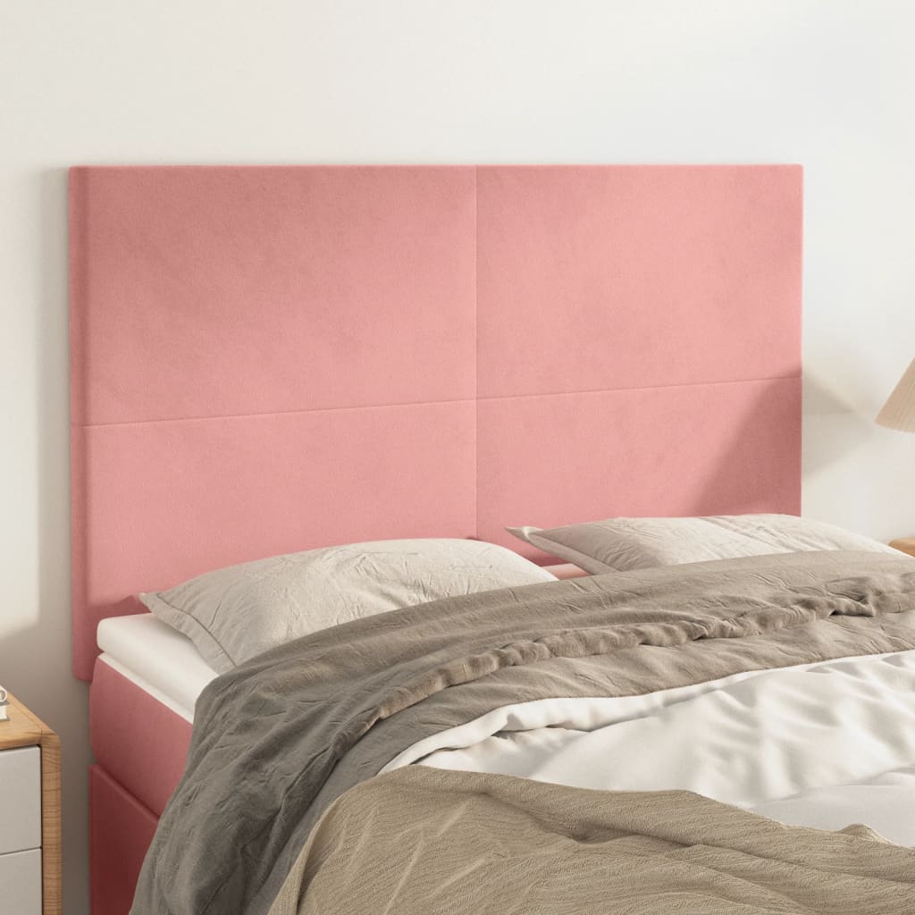 vidaXL Headboard Pink 144x5x118/128 cm Velvet