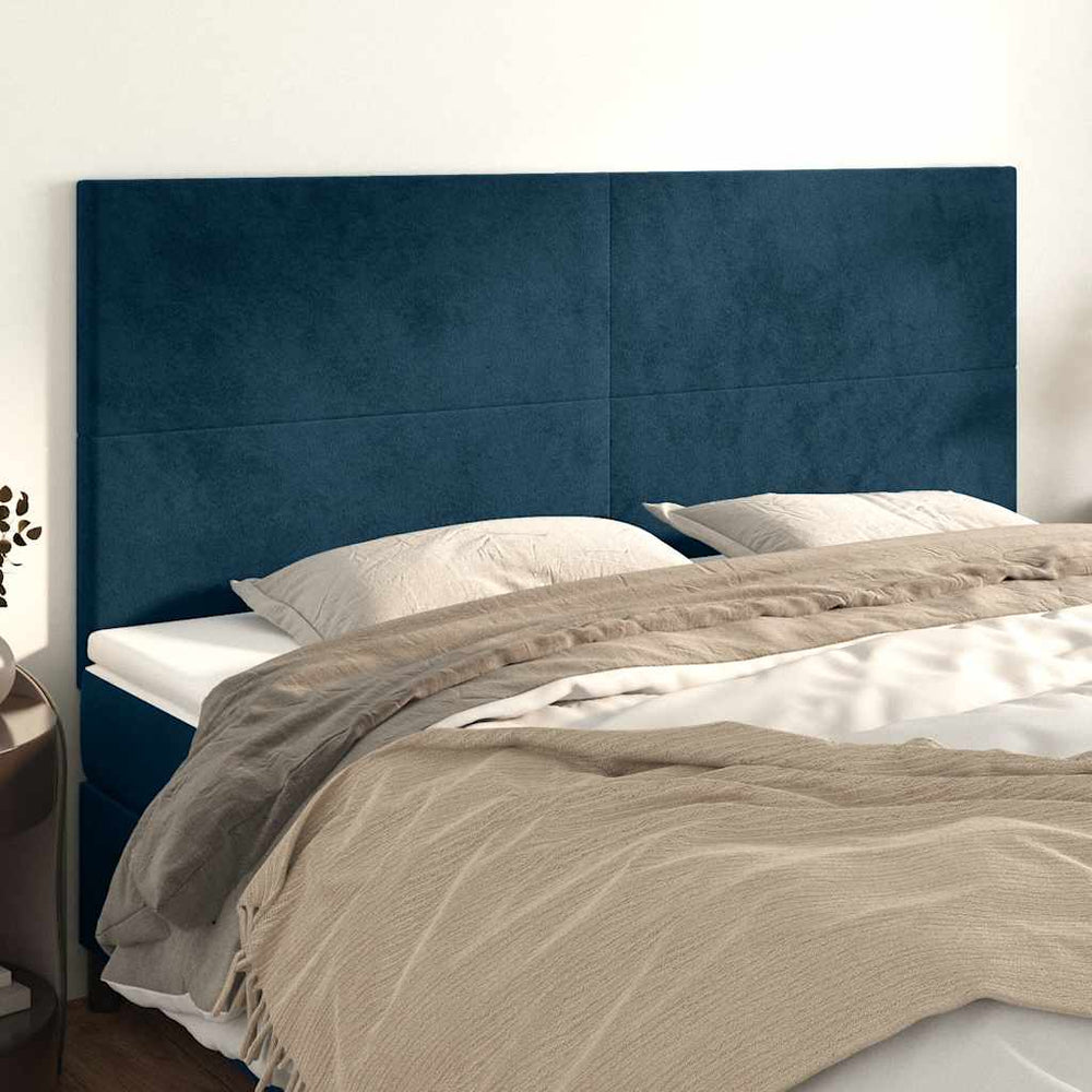 vidaXL Headboard Dark Blue 160 x 5 x 118/128 cm Velvet