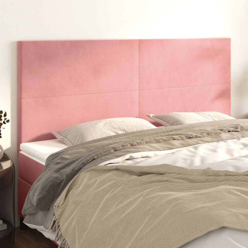 vidaXL Headboard Pink 160 x 5 x 118/128 cm Velvet