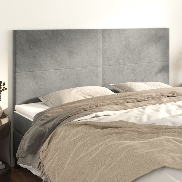 vidaXL Headboard Light Gray 200 x 5 x 118/128 cm Velvet