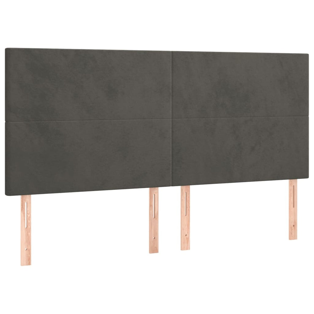 vidaXL Headboard Dark Grey 200 x 5 x 118/128 cm Velvet