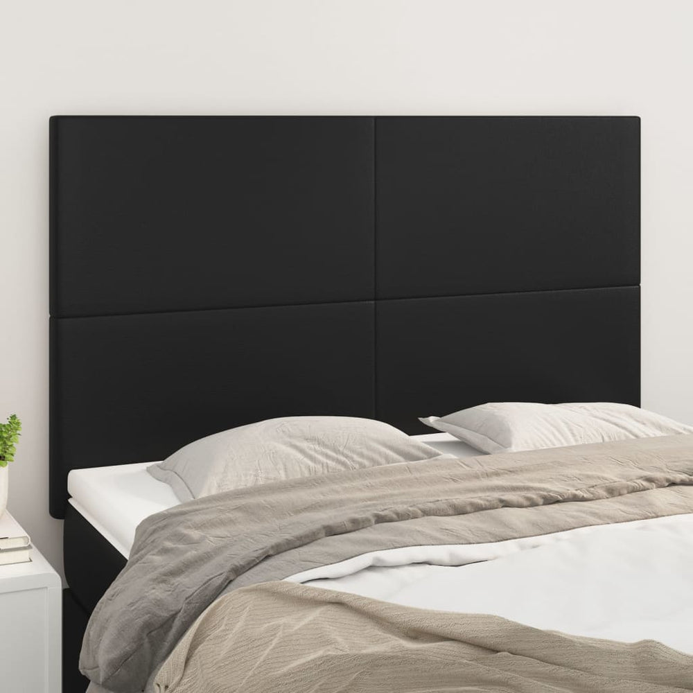 vidaXL Headboard Black 144x5x118/128 cm Faux Leather