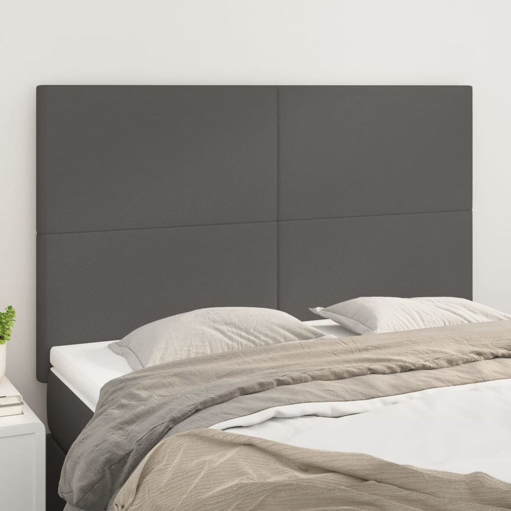 vidaXL Headboard Grey 144x5x118/128 cm Faux Leather