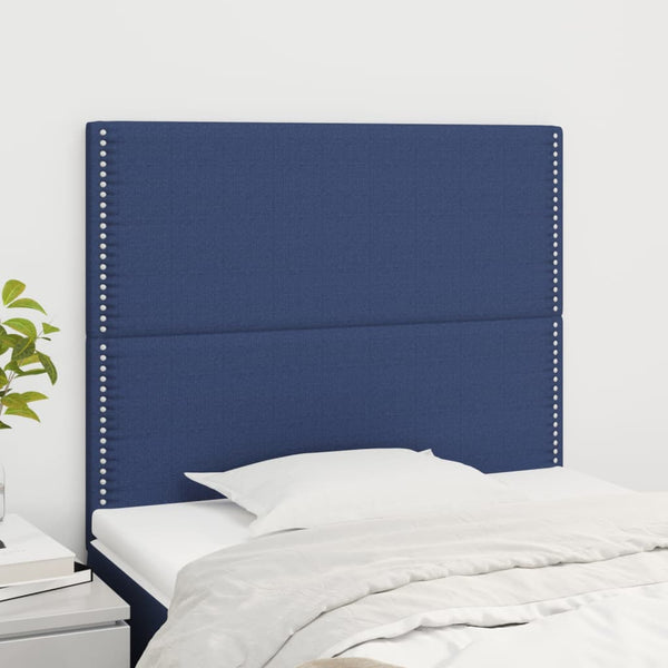 vidaXL Headboard Blue 100 x 5 x 118/128 cm Fabric