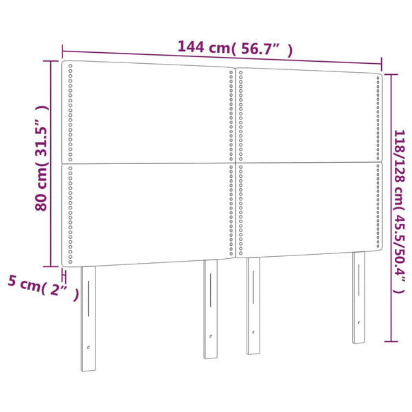 vidaXL Headboard Light Gray 144x5x118/128 cm Fabric