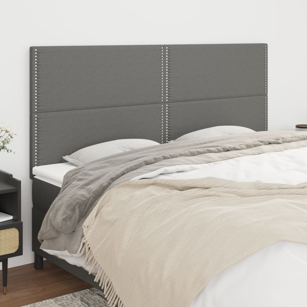 vidaXL Headboard Dark Grey 200 x 5 x 118/128 cm Fabric