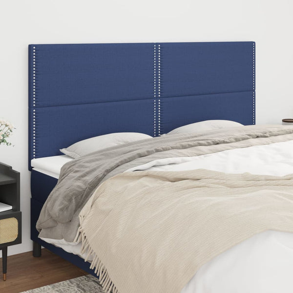 vidaXL Headboard Blue 200 x 5 x 118/128 cm Fabric