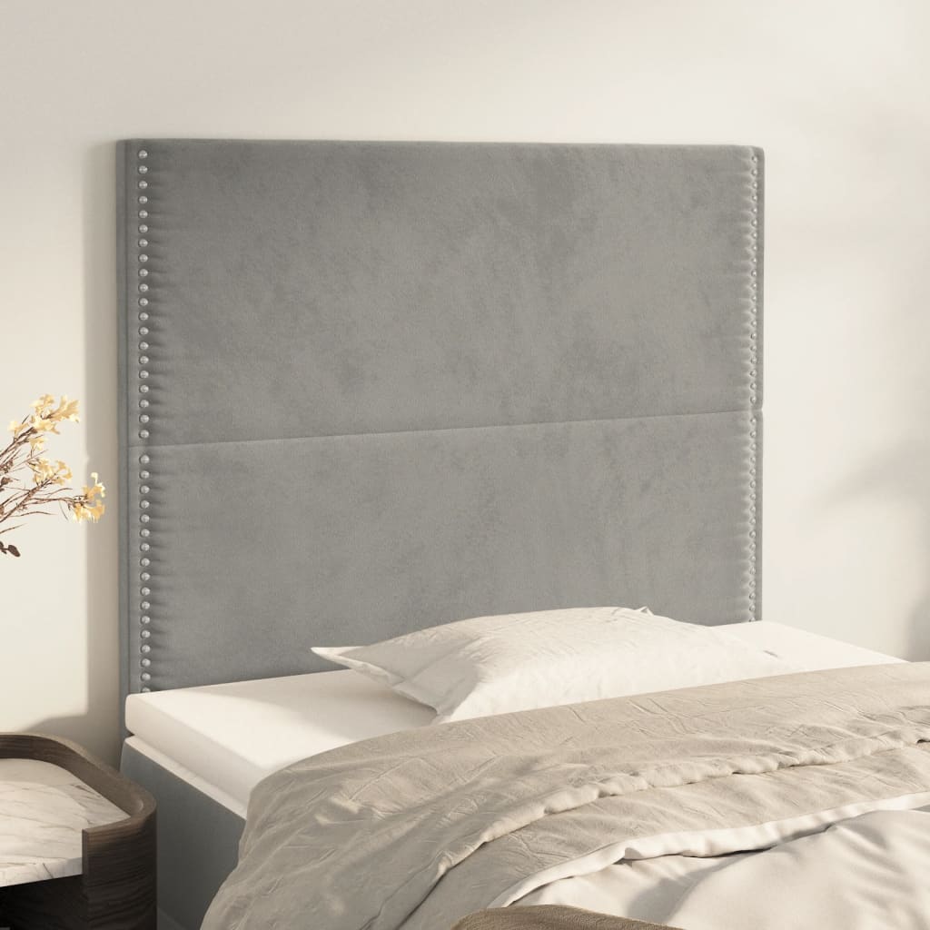 vidaXL Headboard Light Gray 100 x 5 x 118/128 cm Velvet