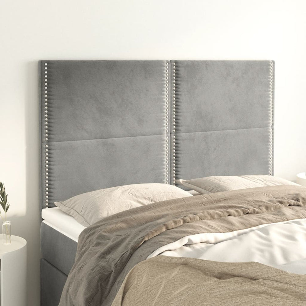 vidaXL Headboard Light Gray 144x5x118/128 cm Velvet