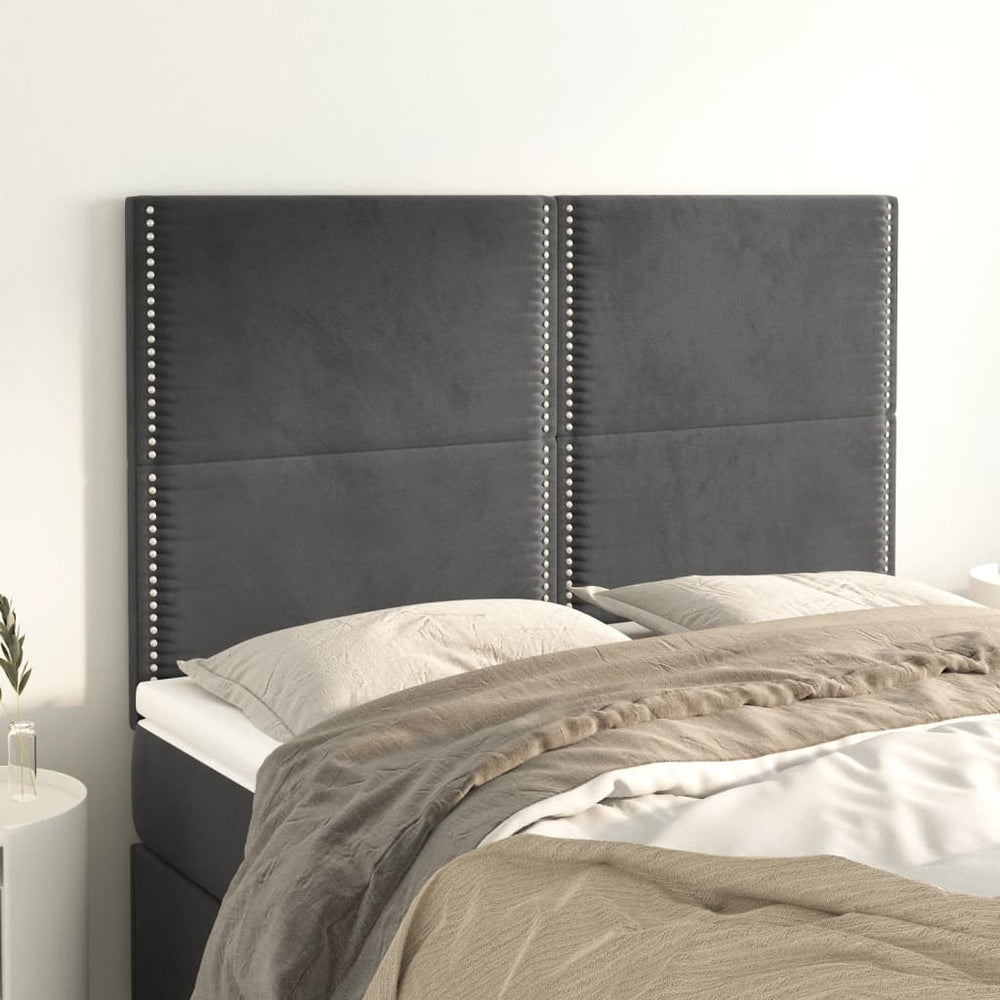 vidaXL Headboard Dark Grey 144 x 5 x 118/128 cm Velvet