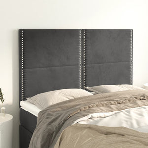 vidaXL Headboard Dark Grey 144 x 5 x 118/128 cm Velvet
