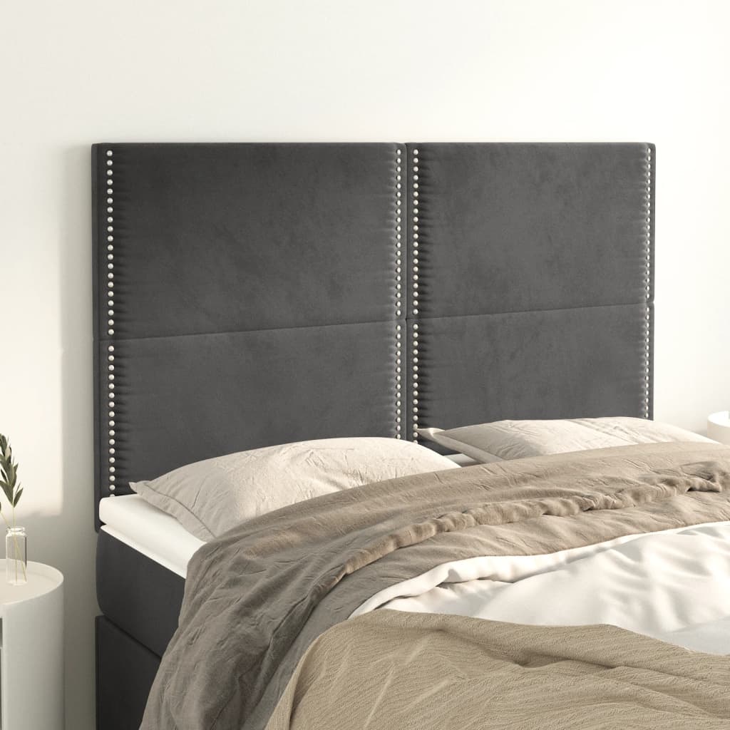 vidaXL Headboard Dark Grey 144 x 5 x 118/128 cm Velvet