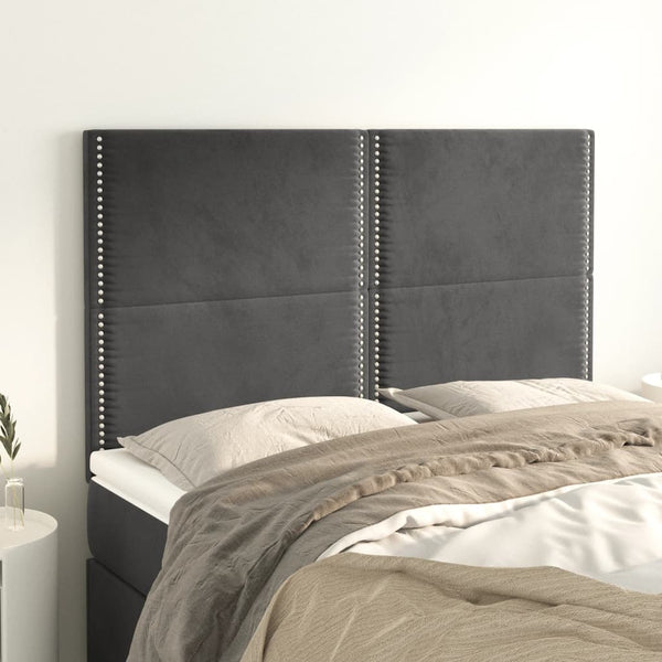 vidaXL Headboard Dark Grey 144 x 5 x 118/128 cm Velvet