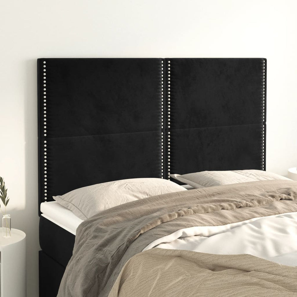 vidaXL Headboard Black 144x5x118/128 cm Velvet