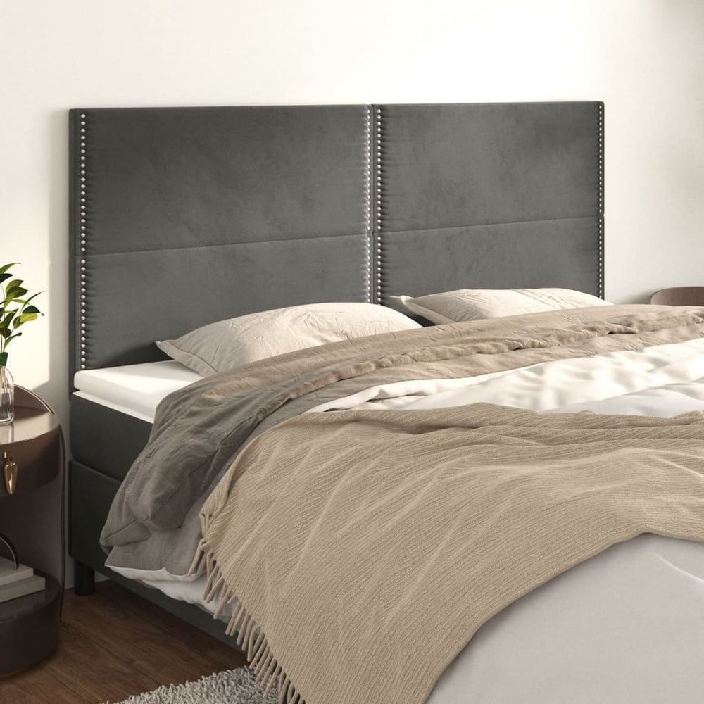 vidaXL Headboard Dark Grey 160 x 5 x 118/128 cm Velvet