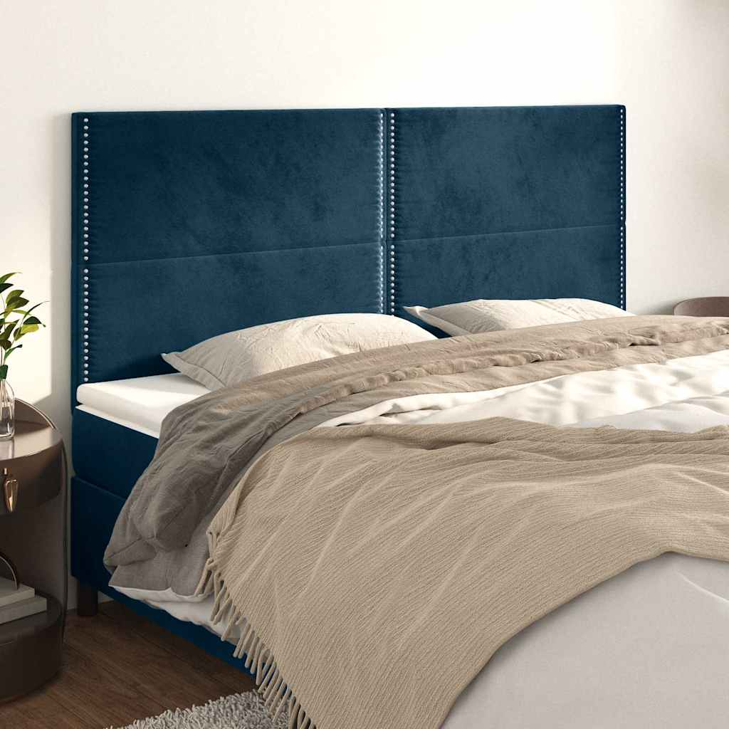 vidaXL Headboard Dark Blue 160 x 5 x 118/128 cm Velvet