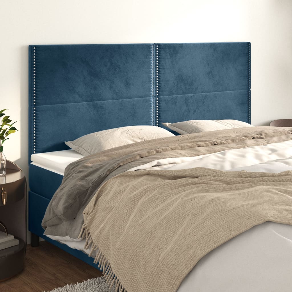 vidaXL Headboard Dark Blue 180x5x118/128 cm Velvet
