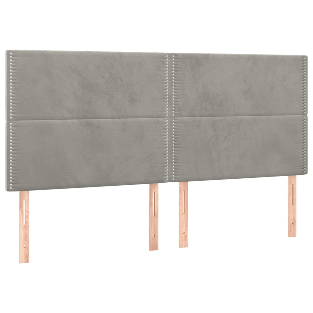 vidaXL Headboard Light Gray 200 x 5 x 118/128 cm Velvet