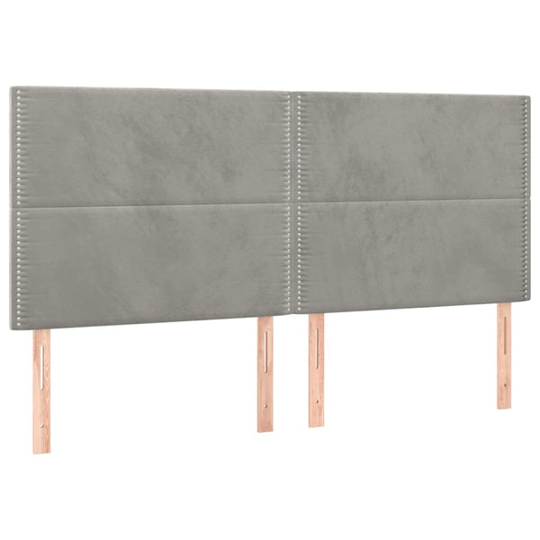 vidaXL Headboard Light Gray 200 x 5 x 118/128 cm Velvet