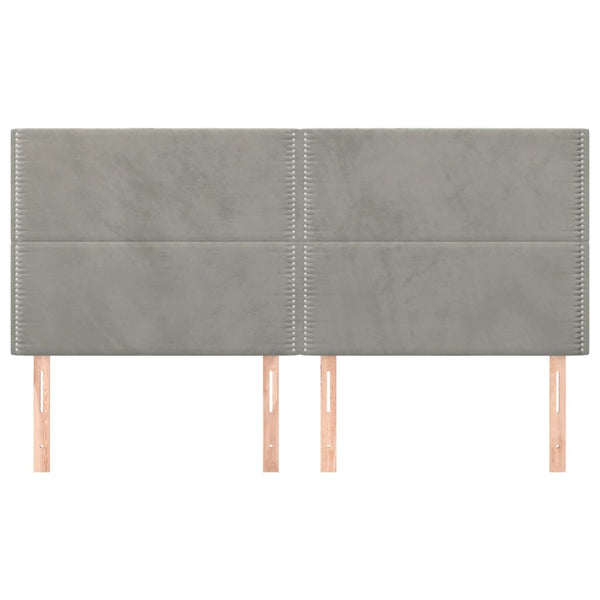 vidaXL Headboard Light Gray 200 x 5 x 118/128 cm Velvet