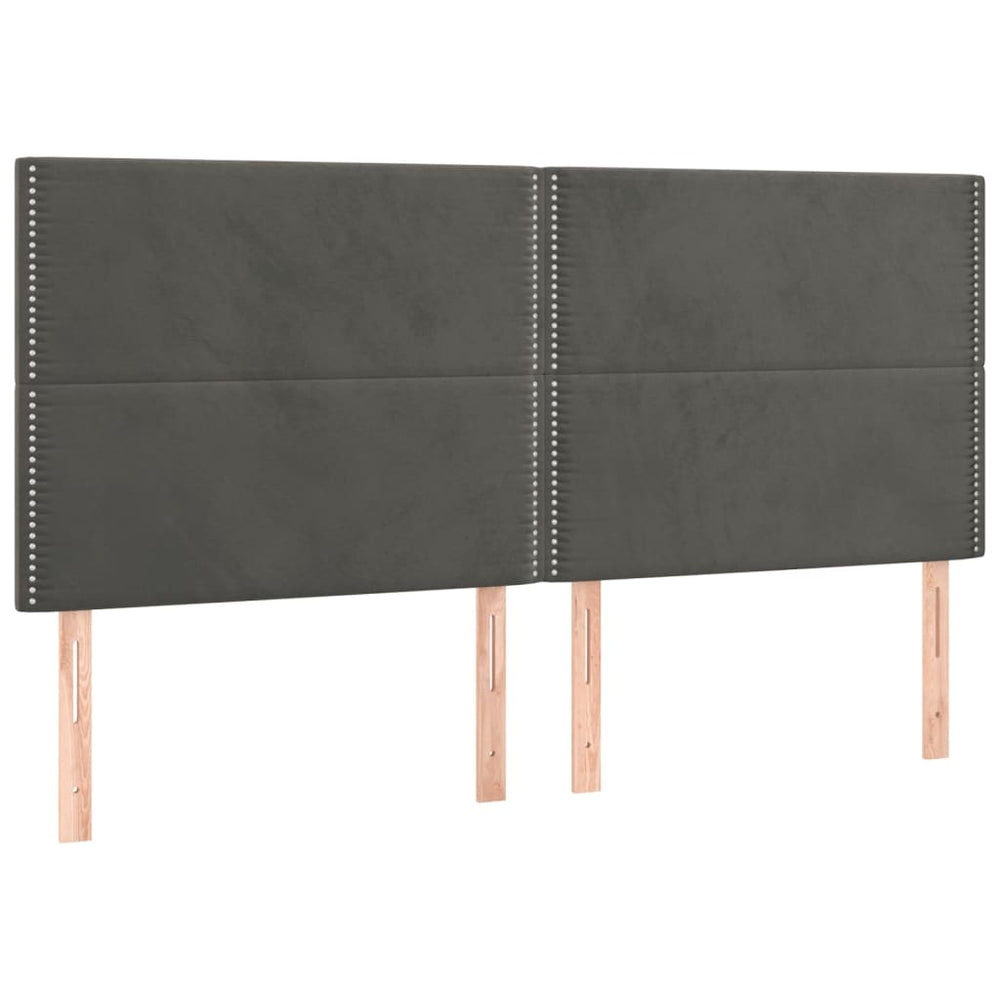 vidaXL Headboard Dark Grey 200 x 5 x 118/128 cm Velvet