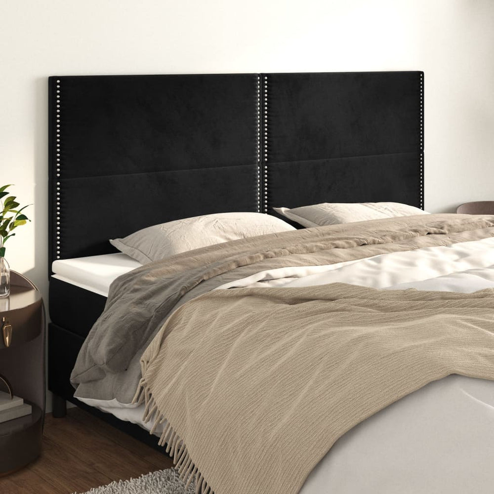 vidaXL Headboard Black 200 x 5 x 118/128 cm Velvet