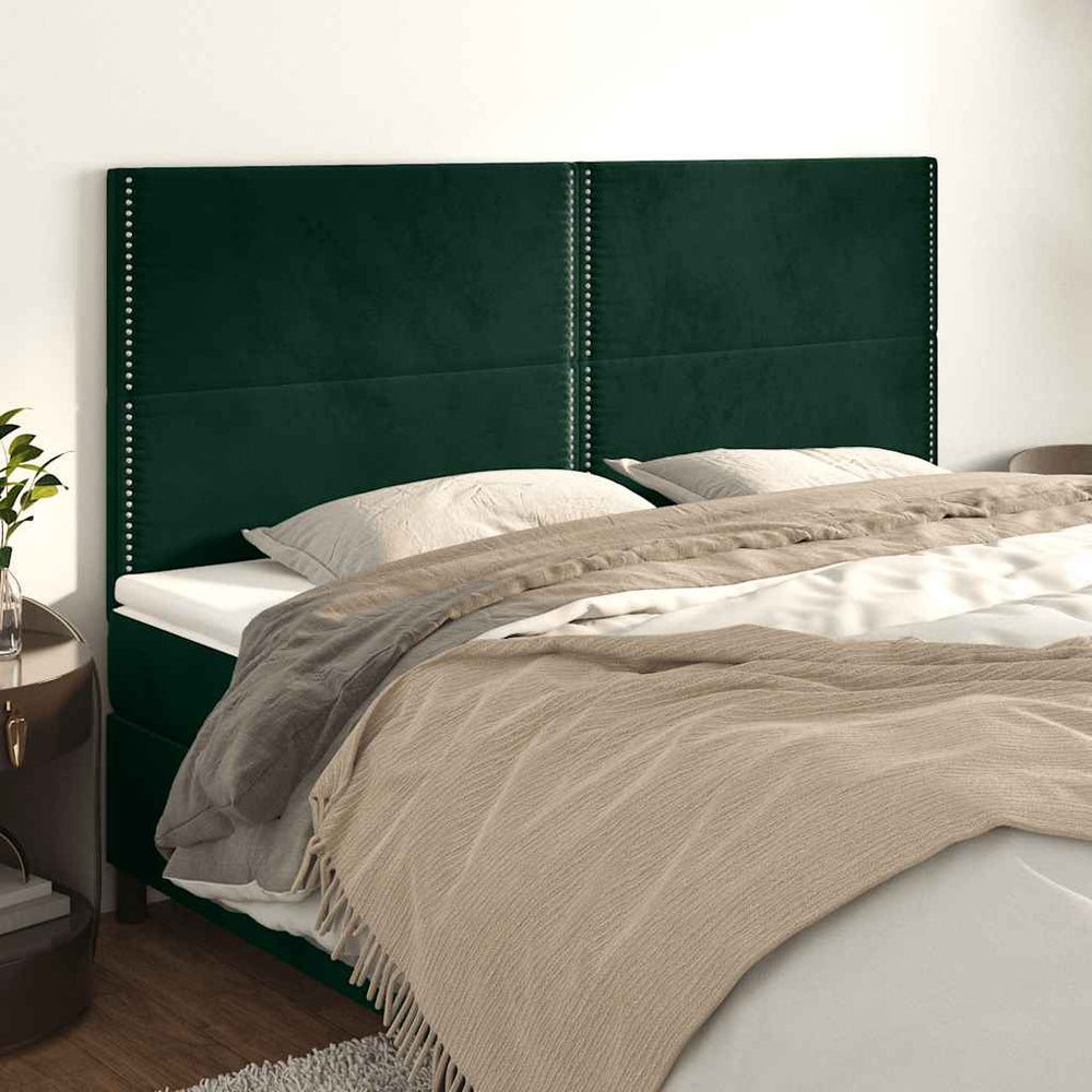 vidaXL Headboard Dark Green 200 x 5 x 118/128 cm Velvet