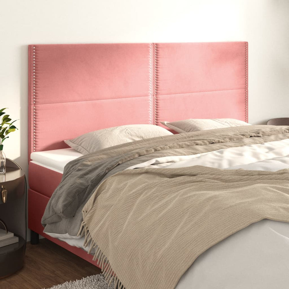 vidaXL Headboard Pink 200 x 5 x 118/128 cm Velvet