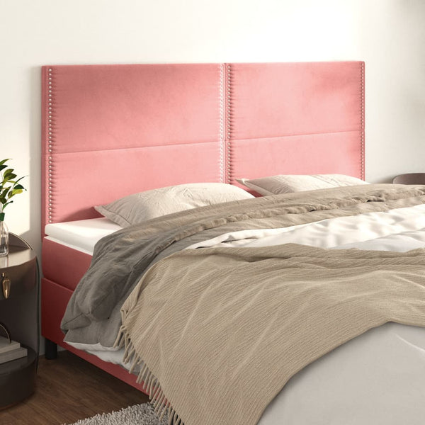 vidaXL Headboard Pink 200 x 5 x 118/128 cm Velvet