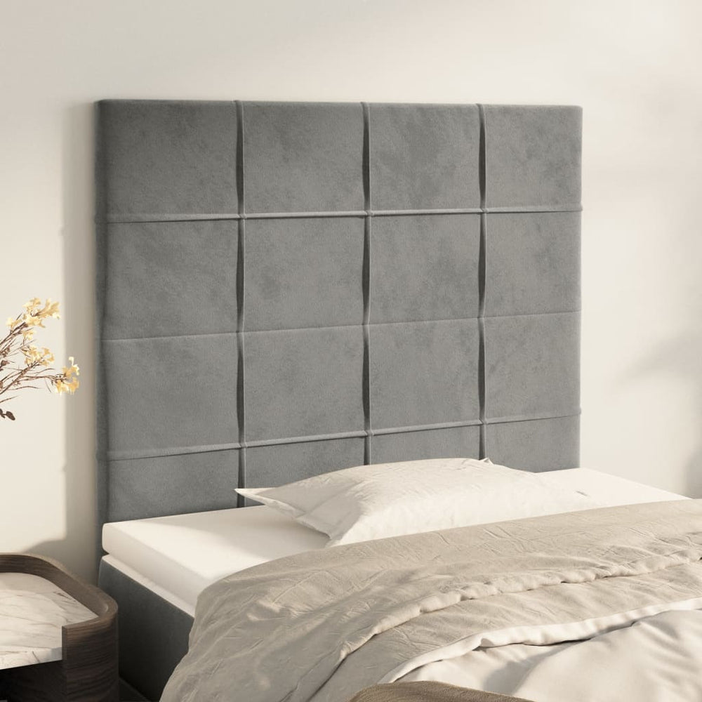 vidaXL Headboard Light Gray 90x5x118/128 cm Velvet